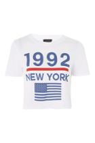 Topshop '1992 New York' Cropped T-shirt
