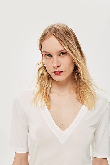 Topshop Deep V-neck T-shirt By Boutique