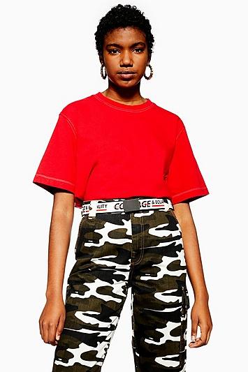Topshop Contrast Stitch T-shirt