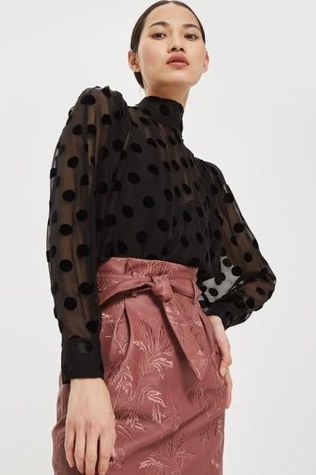 Topshop Embroidered Paperbag Mini Skirt
