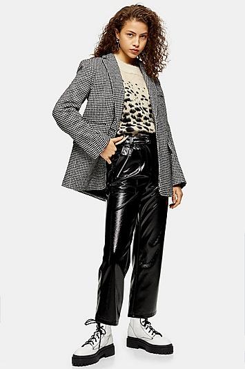 Topshop Petite Vinyl Straight Leg Trousers