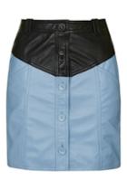 Topshop Colour Block Leather Skirt