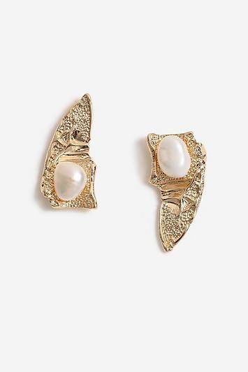 Topshop Hammered Asymmetric Pearl Earrings