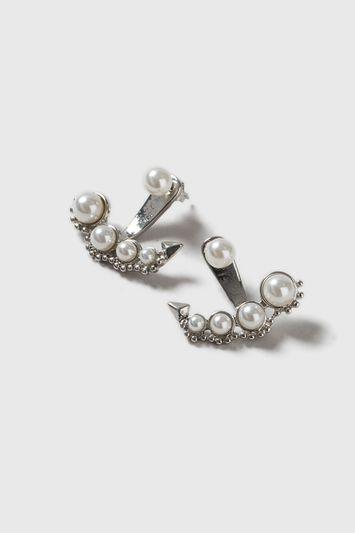 Topshop Pearl Spike Front And Back Earrings