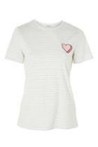 Topshop *heart Embroidered T-shirt By Glamorous