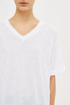 Topshop Linen V-neck T-shirt By Boutique