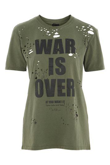 Topshop War Is Over Nibbled T-shirt By And Finally