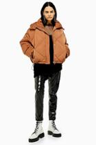 Topshop Considered Brown Quilted Puffer Jacket With Recycled Wadding