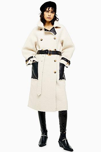 Topshop Idol Cream Reversible Coat
