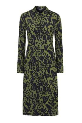 Topshop Tall Leopard Print Shirt Dress