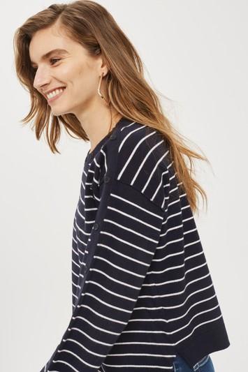 Topshop Asymmetric Hem Stripe Sweater