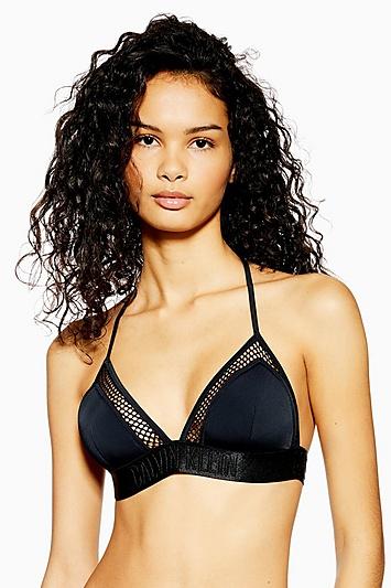 *mesh Tie Back Triangle Bikini Top By Calvin Klein