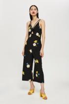 Topshop Yellow Floral Print Jumpsuit