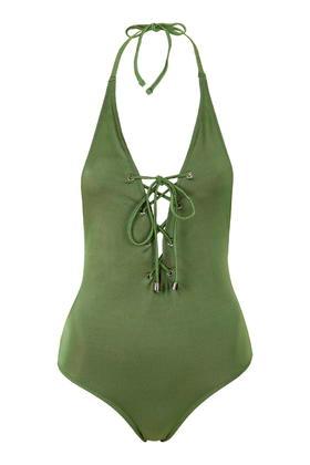 Topshop Lattice Front Swimsuit