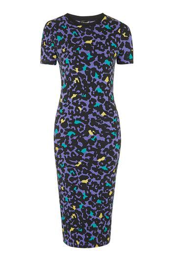 Topshop Abstract Animal Print Midi Dress