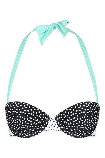 Topshop Polka Dot Print Bikini Top
