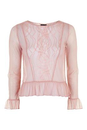 Topshop Lace Peplum Hem Top
