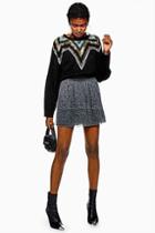 Topshop Metallic Plisse Mini Skirt