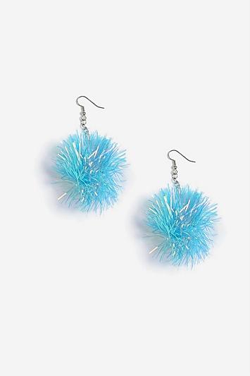 Topshop Christmas Tinsel Pom Pom Earrings