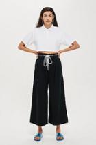 Topshop Moto Wash Black Pleated Crop Jeans