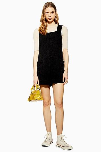 Topshop Button Through Playsuit With Linen