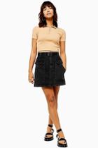 Topshop Black Clip Buckle Denim Mini Skirt