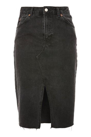 Topshop Moto Black Midi Denim Skirt