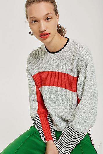 Topshop Sporty Blocked Crop Jumper