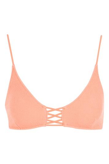 Topshop Shirred Cropped Bikini Top