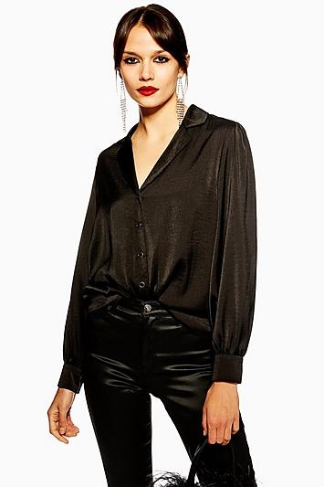 Topshop Long Sleeve Black Shirt