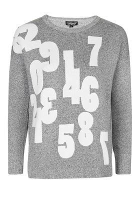 Topshop Numbers Knitted Sweatshirt