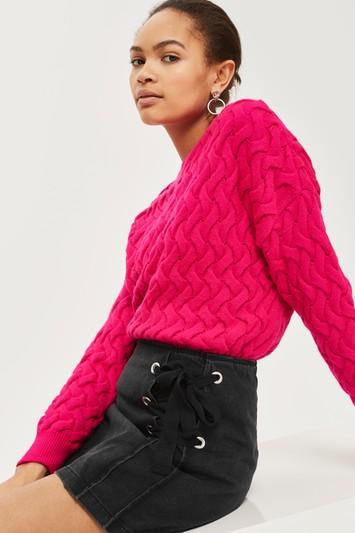 Topshop Moto Tie Side Denim Skirt