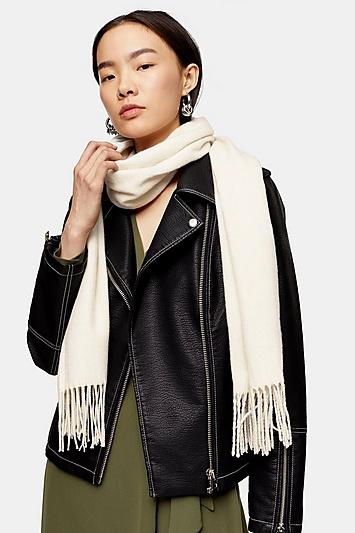 Topshop Ecru Recycled Super Soft Scarf