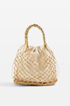 Topshop Shakira Gold Woven Shopper Bag