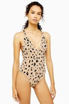 Topshop Spotted Textured Cami Swimsuit