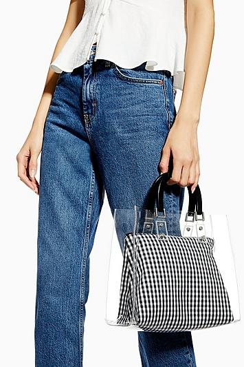 Topshop Seanna Transparent Pu Clear Gingham Tote Bag