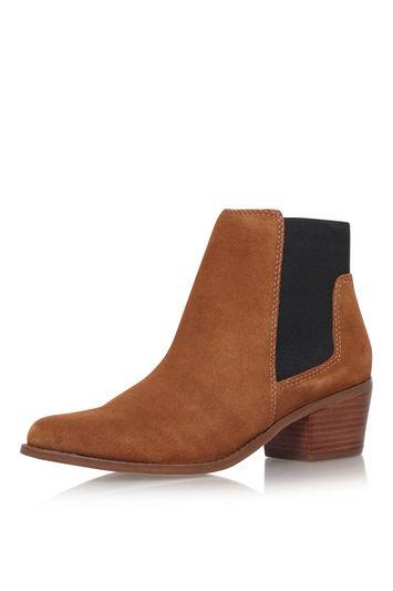 Topshop *spider Tan Low Heel Ankle Boots By Miss Kg