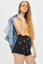 Topshop Floral Embroidered Mom Shorts