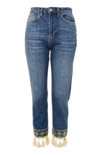 Topshop Moto Applique Straight Leg Jeans