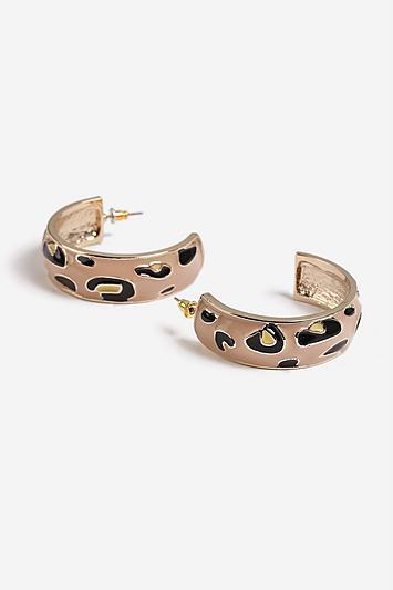 Topshop Thick Hoop Leopard Earrings