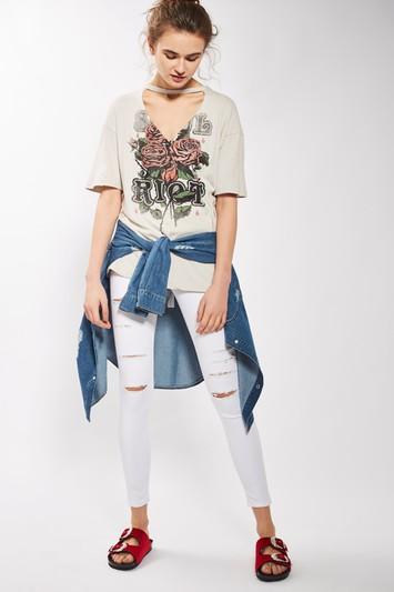 Topshop White Super Ripped Joni Jeans