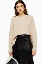 Topshop Oat Knitted Waffle Jumper