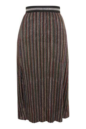 Topshop Glitter Rainbow Pleat Midi Skirt