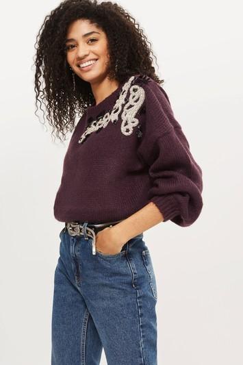 Topshop Embellished Mohair Sweater