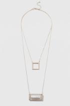 Topshop Square And Stone Multirow Necklace