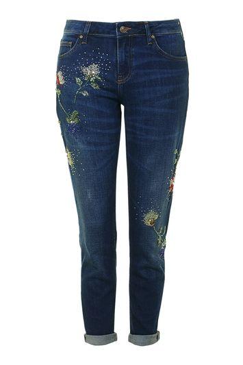 Topshop Petite Moto Beaded Lucas Jeans