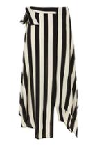 Topshop Petite Stripe Hanky Hem Midi Skirt