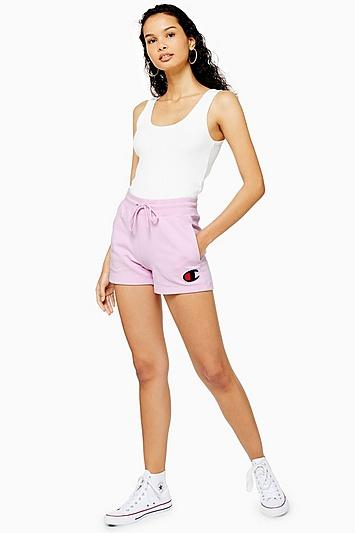 Topshop Pink Logo Shorts By Champion