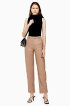 Topshop Leather Straight Leg Trousers
