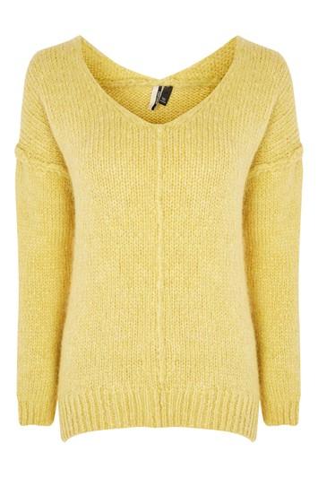 Topshop Oversized Wool V-neck Jumper